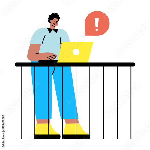 A flat style illustration showing a person having work issue 
