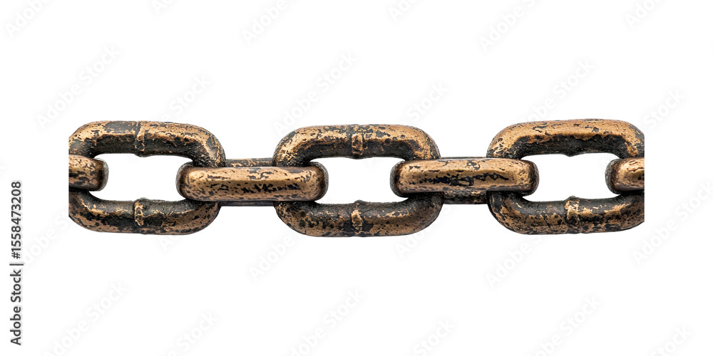 Obraz premium Rustic Metal Chain Links. Symbol Of Strength, Connection, And Durability Isolated On Transparent Background