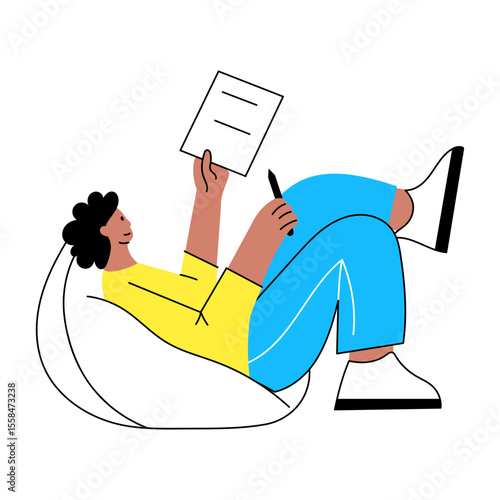 A flat style illustration showing a person jotting 
