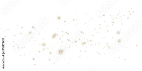 Golden Sparkle Bokeh PNG. Flickering Dust Light with Motion Particles, Glowing Stars and Festive Confetti Effect for Holiday, Christmas or Celebration Design Projects.