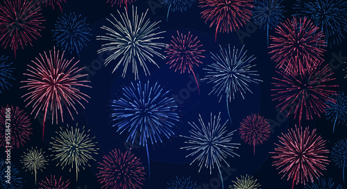 A festive explosion: Colorful fireworks illuminate the night sky for celebrations
