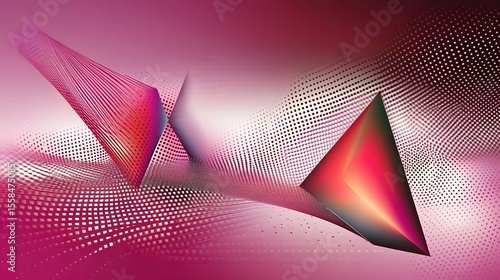 Wallpaper Mural Abstract Pink Geometric Background with Pyramids and Halftone Torontodigital.ca