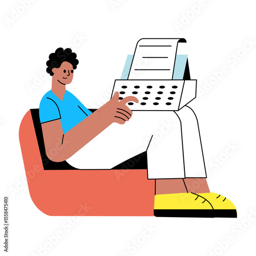 A flat style illustration showing a copywriter 
