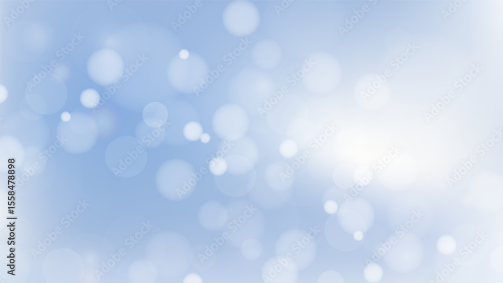 Pastel blue background with bokeh lights. Snow or sky, empty horizontal banner of gradient color with light spot and blurred circles. Vector HD template for winter backdrop design or sky illustration. Pastel blue background with bokeh lights. Snow or sky, empty horizontal banner of gradient color with light spot and blurred circles. Vector HD template for winter backdrop design or sky illustration.