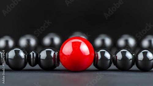 Red Bead Among Black Beads Abstract Concept Image