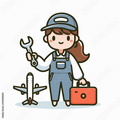 airplane mechanic vector illustration