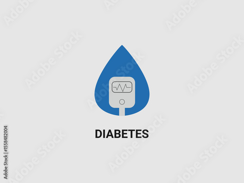 a blood drop with a blood glucose meter inside