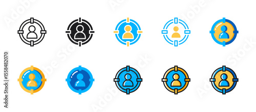 Target audience icon representing marketing focus, customer segmentation, business strategy, audience research, and consumer targeting efforts.