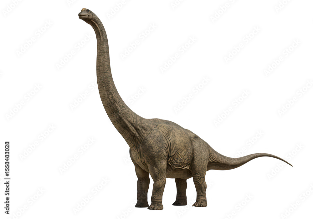 Obraz premium A brachiosaurus dinosaur stands tall isolated on transparent background