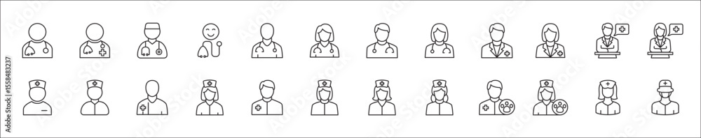 Doctor icons collection. Healthcare doctor icon set. Health consulting symbol. Icon symbol compatible for clinic, hospital, nurse, health consulting, consultation, staff. Vector illustration Doctor icons collection. Healthcare doctor icon set. Health consulting symbol. Icon symbol compatible for clinic, hospital, nurse, health consulting, consultation, staff. Vector illustration