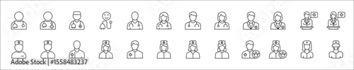 Doctor icons collection. Healthcare doctor icon set. Health consulting symbol. Icon symbol compatible for clinic, hospital, nurse, health consulting, consultation, staff. Vector illustration