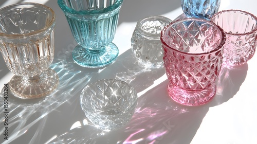 Pastel Glassware Collection Sunlight Shadows