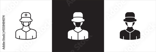 Male nurse icon. Male doctor medical staff icon. Healthcare symbol. Icon symbol compatible for medic consultation, surgeon, nurse, physician, health care. Vector illustration