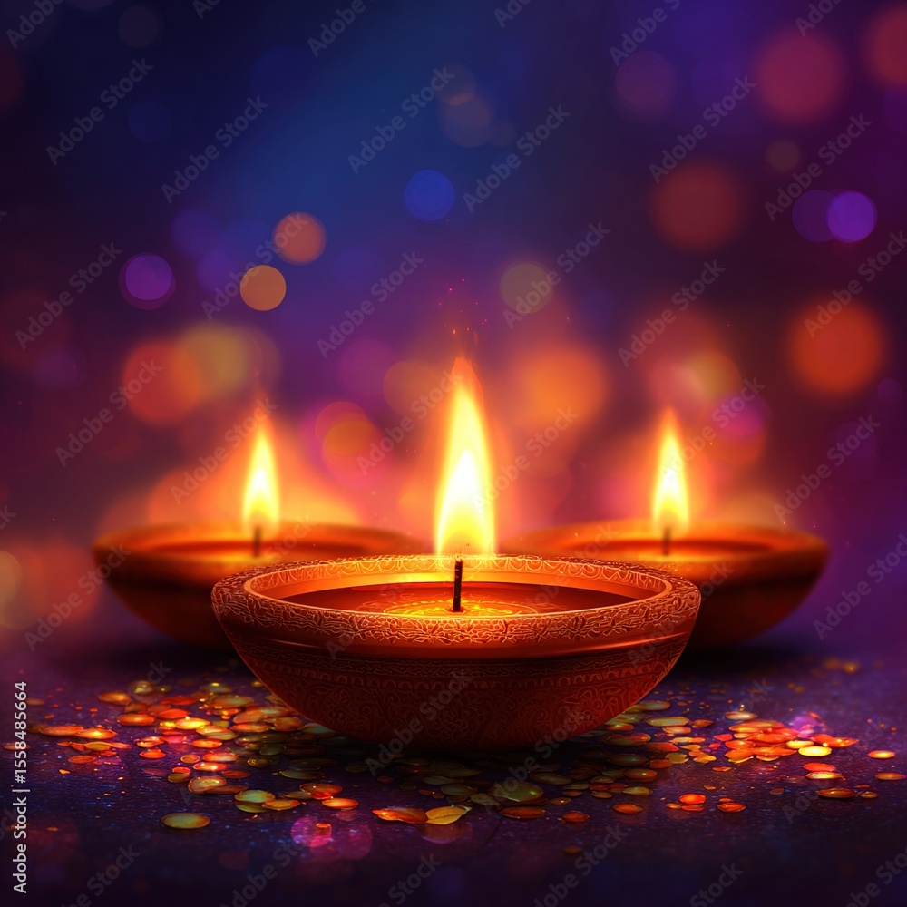 illustration of burning diya on happy Diwali Holiday background for light festival of India. High quality illustration of burning diya on happy Diwali Holiday background for light festival of India. High quality