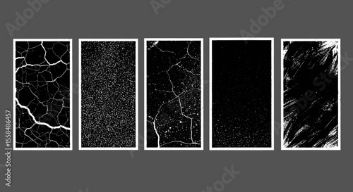 High-Resolution Black and White Texture Pack Crackled, Grainy, and Brush Stroke Effects