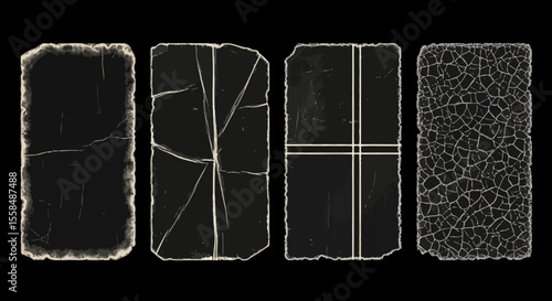 Collection of Distressed Dark Paper Textures Grunge, Crackle, and Torn Effects