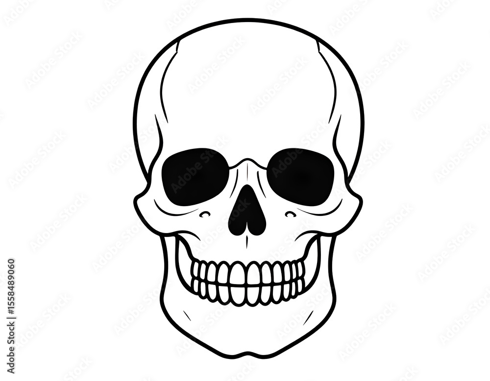 A stark and detailed graphic illustration of a human skull, perfect for symbolic and conceptual designs. A stark and detailed graphic illustration of a human skull, perfect for symbolic and conceptual designs.