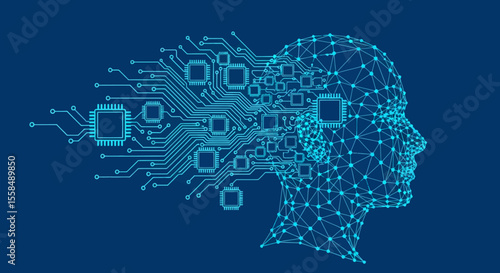 Artificial Intelligence Human Brain and Circuitry Network Visualization