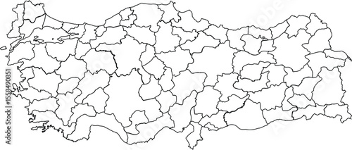 Outline Map of Turkey with Regional Borders