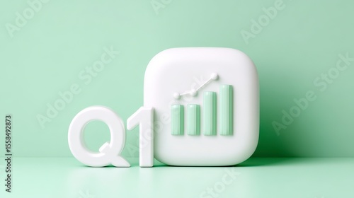 Q1 first quarter business finance company report banner and concept green background copy and space 16 9. Eco friendly financial overview a spring business summary visual presentation