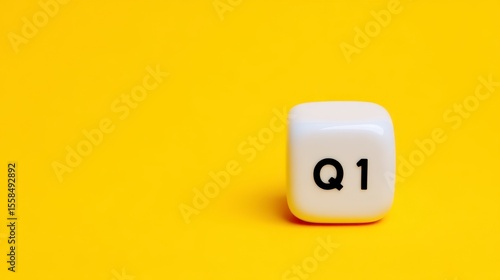 Q1 first quarter business report banner and concept. Block on bright orange background. Vibrant quarterly financial summary visual aid showcasing key performance indicators on a sunny