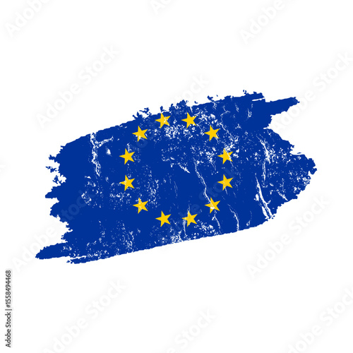 stylized european union flag with grunge effect – vintage eu flag – vector illustration