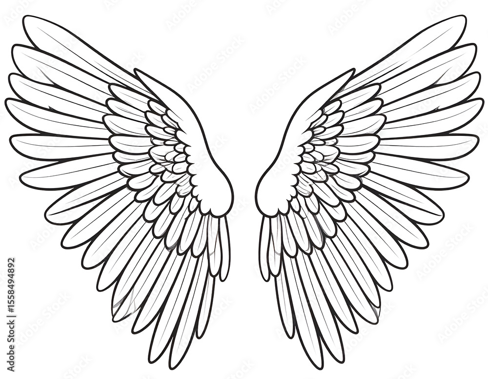 Obraz premium Graceful pair of white angel wings with delicate feathers, ready for flight