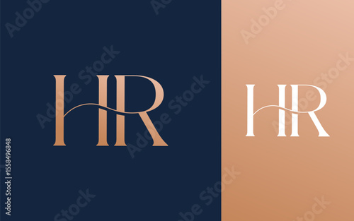 Initial letter HR RH logo design vector illustration for couple, wedding, and business