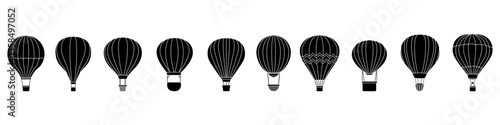 Air balloon vector icon set. aerostat illustration sign collection. Ballon logo. Air balloons web icons.