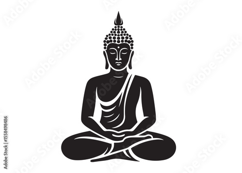 budha logo silhouette vecor, budha logo logo icon silhouette, happy buddha purnima, silhouette of a buddha with lotus vector, sitting buddha silhouette logo vector on a white background.
