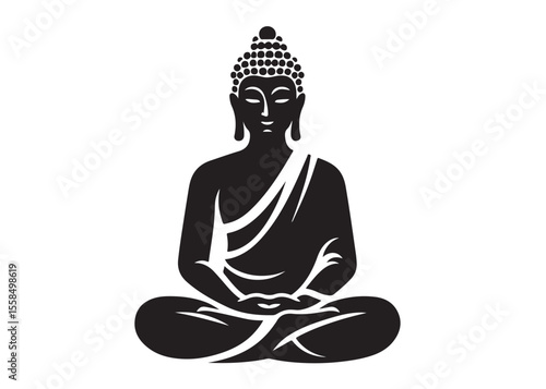 budha logo silhouette vecor, budha logo logo icon silhouette, happy buddha purnima, silhouette of a buddha with lotus vector, sitting buddha silhouette logo vector on a white background.