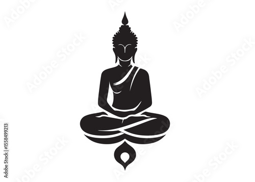 budha logo silhouette vecor, budha logo logo icon silhouette, happy buddha purnima, silhouette of a buddha with lotus vector, sitting buddha silhouette logo vector on a white background.
