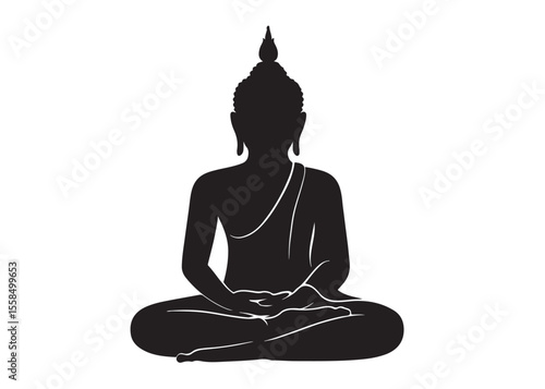budha logo silhouette vecor, budha logo logo icon silhouette, happy buddha purnima, silhouette of a buddha with lotus vector, sitting buddha silhouette logo vector on a white background.