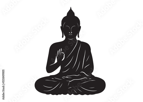 budha logo silhouette vecor, budha logo logo icon silhouette, happy buddha purnima, silhouette of a buddha with lotus vector, sitting buddha silhouette logo vector on a white background.