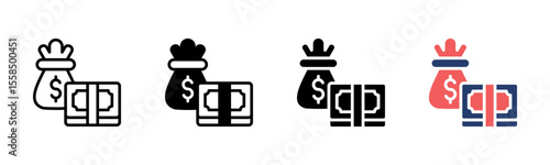 Financial icon sheet multiple style collection