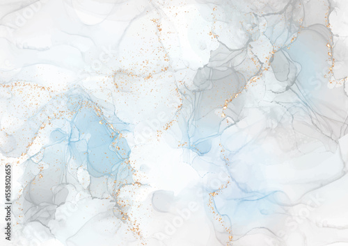 Elegant hand painted background with gold glitter and alcohol ink design 1701