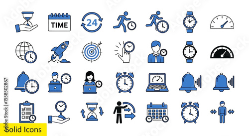 Time Management Vector Icons Deadline, Productivity, and Schedule Symbols for Business and Personal Use