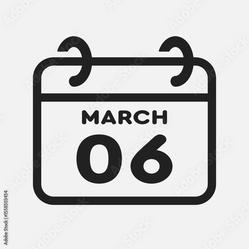 Icon page calendar day - 6 March