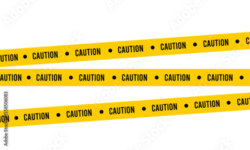Set of horizontal caution, police, and danger tape in yellow and black