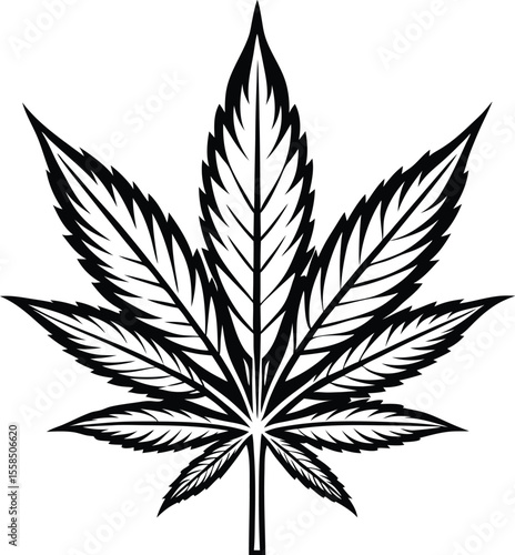 Cannabis leaf, marijuana silhouette, hemp icon






