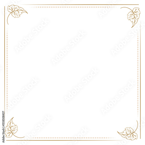 Vintage leaf border frame. Ornamental square outline for invitations and decorative paper.