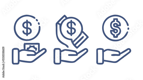 Financial Management Icons Secure Investments, Savings, and Wealth Growth