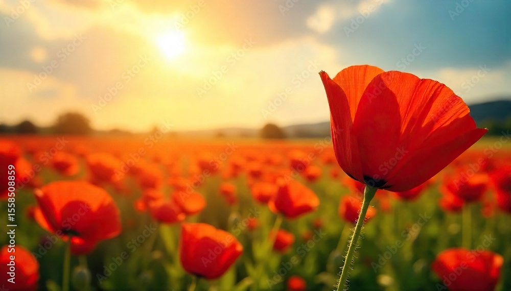 Obraz premium Vibrant Red Poppies in Summer Sunlight A Breathtakingly Vivid Scene of Natures Beauty
