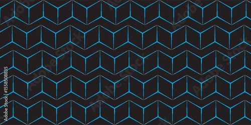 Geometric Chevron Pattern with Blue and Black Lines