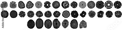 Wood Slice icon vector set. Wood Rings illustration sign collection. Tree symbol. Sawmill logo.