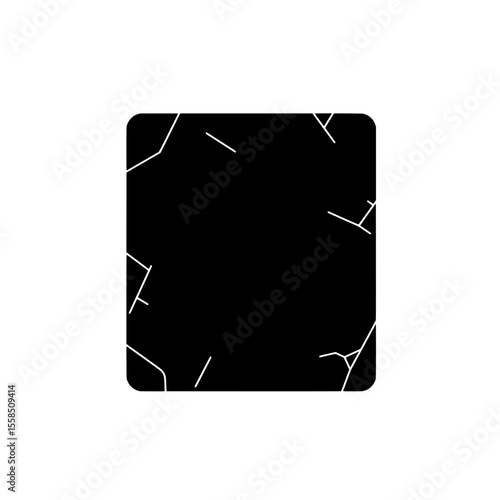 Cracked Texture: A black surface riddled with an array of irregular white lines, creating an artful depiction of wear and age.
