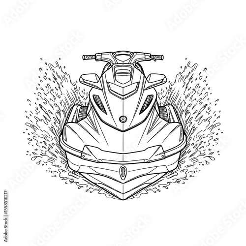Jet ski splashing water dynamic motion watercraft vehicle