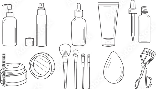 The Illustration of woman make up set for beauty