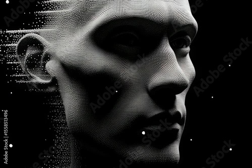 Face abstract digital art ai generated portrait head technology future innovation design face