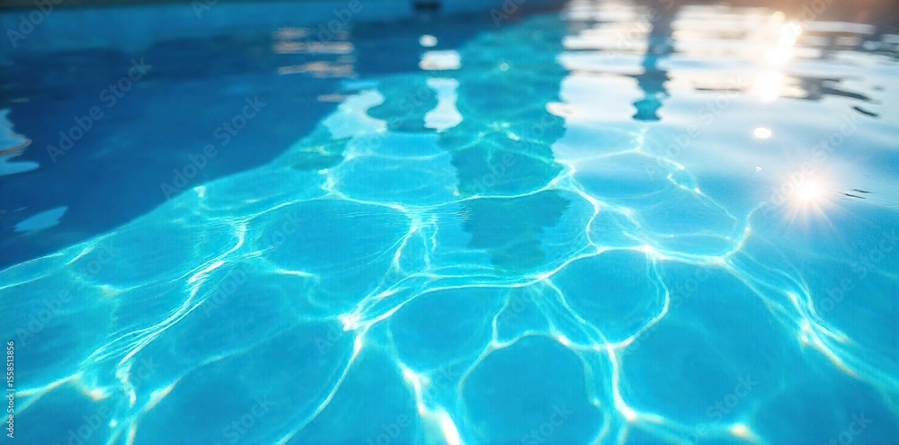 Obraz premium Sparkling Blue Pool Water Sun-Drenched Summer Vacation Scene, Perfect for Resort & Hotel Marketing